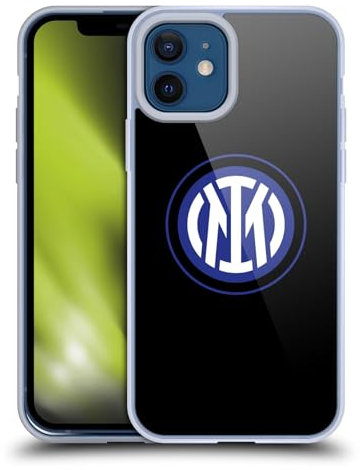 Head Case Designs Licenciado Oficialmente Inter Milan Logo en Negro Insignia Funda De Gel Suave Compatible con Apple iPhone 12 / iPhone 12 Pro Y Compatible con Magsafe Accesorios