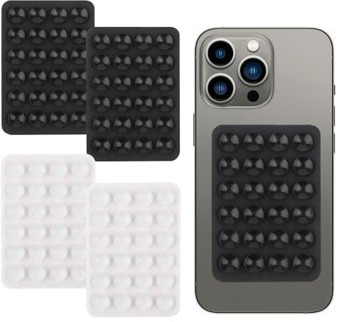 XMNIVATE Pack of 4 Car Phone Holder, Silicone Suction Cup, Power Bank Holder (Black, White)