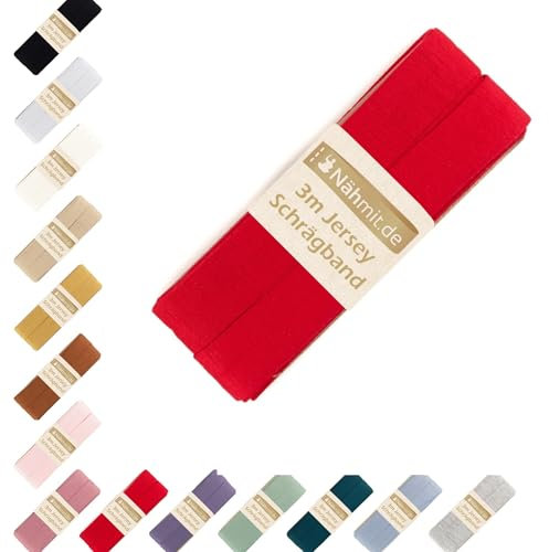 Nähmit - Jersey Schrägband - elastisches vorgefalztes Einfassband 3 Meter x 20mm
