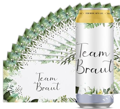 Etichette per Bottiglie di Vino Personalizzate,15 pz Adesivi per Lattine di Prosecco Adesivi,Lattine della Team Braut Adesivi di Carta per Matrimonio per barattoli di bevande JGA e matrimonio