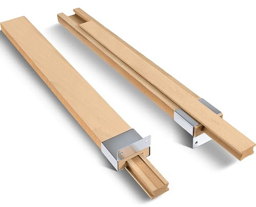 Maitys Schubladenschienen aus Holz, klassische Mittelführungsschiene mit Metallgleitern, traditionelle Holz-Schubladenschienen als Kommoden-Ersatz (55,9 cm, 2 Stück)