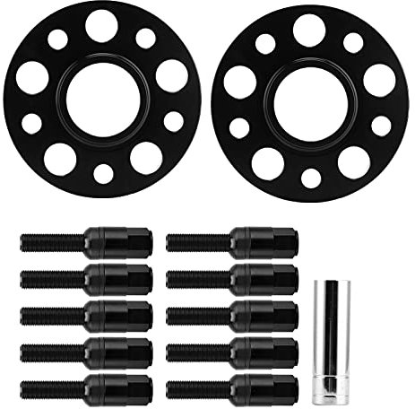 ZLXHDL Spurverbreiterungen kompatibel für SLK250 R171 – SLK R170 – SLK R230 – SL 2 Stück Universal 15 mm 0,6 Zoll Dicke nabenzentrische Spurverbreiterungen aus 6061-T6 Aluminium (Black)