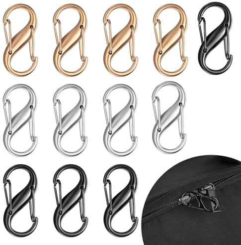 12 Stück Anti-Diebstahl-Rucksackschloss Doppelschloss Sicherheitsschnalle, Metall Doppelkopf S-Form Federschnalle, geeignet für Schlüssel, Taschen, Gepäck, Kette