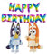 Toyland® Bluey & Bingo Foil Balloon Pack - 2 x 80cm (32) Globos de personajes y 1 x 16 Banner de globos de feliz cumpleaños arcoíris - Decoraciones para fiestas infantiles