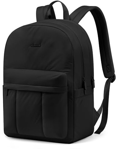 LOVEVOOK Rucksack Damen Mittelgroß, Schulrucksack Schultasche Backpack Women, Puffer Laptop Leicht Rucksäcke Teenager Mädchen Elegant, Wasserdicht Tagesrucksäcke für Schule Uni Reise, Schwarz