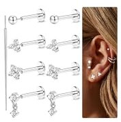 Chriscoco 20G Helix Piercings Chirurgenstahl Tragus Piercing Silber Labret Piercing Nasenpiercing Stecker Lippenpiercing Piercing Ohr Monroe Medusa Piercing 6/7/8MM