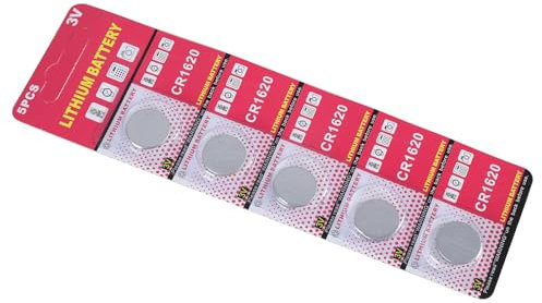 KJDKNC Lot de 5 piles bouton CR1620 3 V au lithium pour appareils électroniques non rechargeables