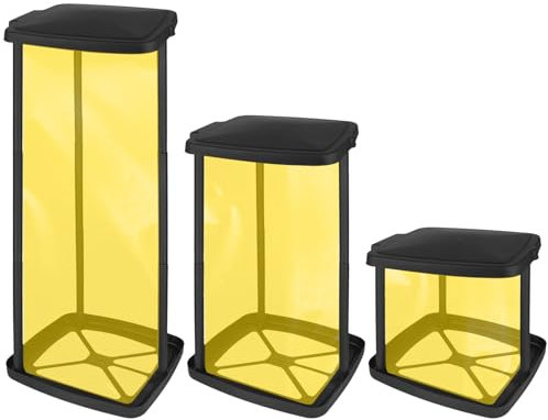 bssmmai Yellow Bag Stand Stable Rubbish Bag Stand Yellow Sack Holder Stand for Yellow Sack Rubbish Stand Yellow Sack Stand Bin Bag Holder with Lid & Clamping Ring