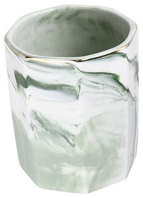 Gadpiparty Ceramic Makeup Brush Holder Marbling Octagonal Pen Pot Pencil Organizer