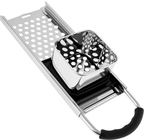 Foppla Spätzle-Maker aus Edelstahl, effiziente Nudelpresse, abnehmbare Spätzlepresse, ergonomische Nudelknödel-Macher, spülmaschinenfest, für hausgemachte Nudeln, silberfarben