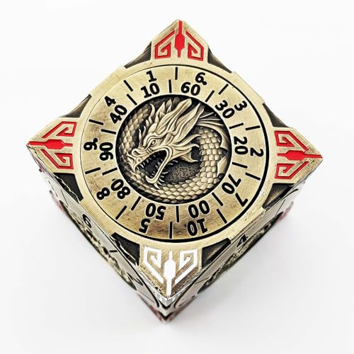 Fidget Spinner Würfel für DND, 7 in 1 Neuheit kubischer Metall-Würfel-Set mit 3D Relief für Dungeons and Dragons Geschenke, polyedrische Rollenspiel-Würfel, Fantasy D&D Tabletop RPG Bronze