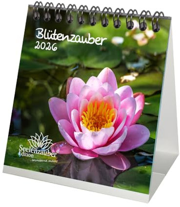 Blütenzauber Tischkalender 10cm x 10cm für 2026 Blumen und Blüten - Seelenzauber