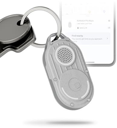 Rolling Square AirNotch Pro - Porte Clef Bluetooth Compatible avec Android Google Find Hub, Tracker Porte Clé Étanche avec Piles et Son Fort, Localisateur Portable Lumineux, Gadget High Tech