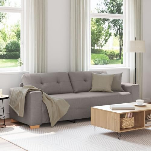 vidaXL 3-Sitzer-Sofa mit Kissen Taupe Stoff, Woh Living, modernes Design, robuster Loveseat, Bequeme Couch, minimalistisches Indoor-Sofa