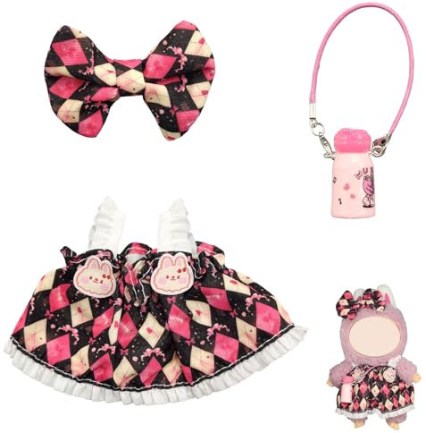 Gxlaihly Kleidung für La-Bub Puppe, Plüsch Puppenkleidung, Puppenkleidung, Kleidung für Puppe, Kleidung für 17 cm große Puppe (Rosa Rock (ohne Plüschspielzeug))