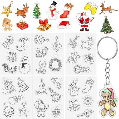 Yardwe 12 StüCk Schrumpffolie Set Weihnachten FüR DIY Bastelprojekte, Basteln Weihnachten Kinder FüR Festliche Dekoration