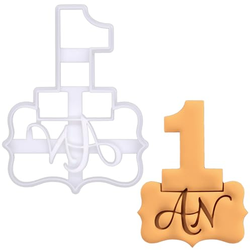 BAKERLOGY Emporte-pièce 1 AN – Embosseur Fondant « 1 An » pour Premier Anniversaire, Gâteaux de Bébé & Biscuits de Fête