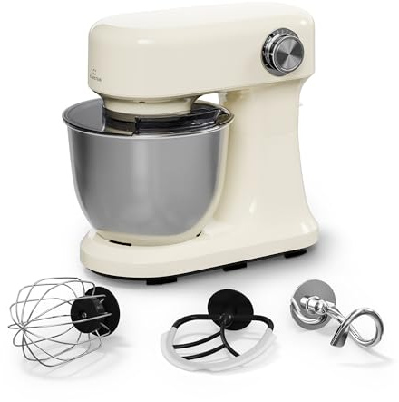 Klarstein Bella Evo Robot de Cocina 1500W – 5L Acero Inoxidable, 12 Velocidades, Función Pulso, Gancho & Batidor, Robot Cocina Multifunción, Protector Salpicaduras, Crema