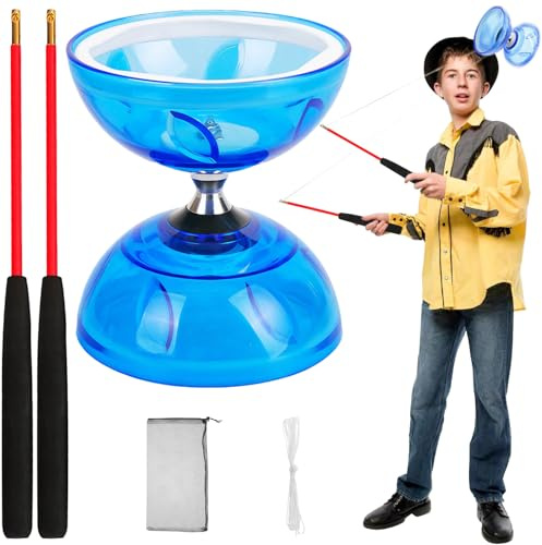 Diabolo mit Kugellager, Diabolo,12 cm Durchmesser,ein Jonglierspielzeug | Geeignet für Erwachsene und Anfänger (Blau)