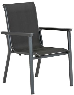 Dehner Gartenstuhl Cleveland, stapelbarer Niederlehner, 90.5 x 61 x 70.5 cm, Aluminium, dunkelgrau