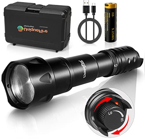UniqueFire 2002D Vcsel 850nm IR Illuminator torcia luci per visione notturna, lente Fresnel Zoom infrarossi illuminatore IR Spotlight, interruttore dimmer rapido, illuminazione massima 1000 m