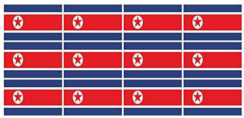 Mini Aufkleber Set - Pack glatt - 50x31mm - selbstklebender Sticker - Nordkorea - Flagge - Banner - Standarte fürs Auto, Büro, zu Hause und die Schule - 12 Stück