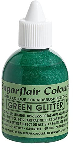 Sugarflair Green Metallic Glitter Edible Airbrush Colour - Edible Food Colouring Airbrush Paint for Cakes, Cupcakes, Icing and Cake Decorations - 60ml
