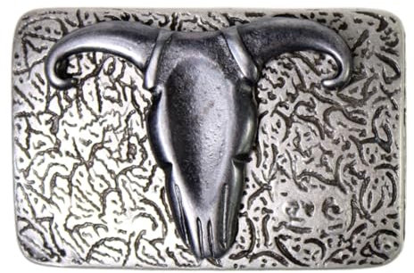 FRONHOFER Büffelkopf Gürtelschnalle 4 cm altsilber, Westernschnalle, Koppelschnalle, 18067, Farbe:Silber, One Size Accessoires :One Size