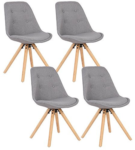 WOLTU Esszimmerstühle 4er Set, Küchenstuhl, Skandinavisch Design, schminktisch Stuhl, Loungesessel, Polsterstuhl, Retro Design Gepolsterter Stuhl, Sitzfläche aus Leinen, Grau, BH54gr-4