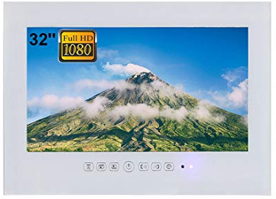 Soulaca 32inch Smart LED White TV for Bathroom,1080P Waterpoof with Wi-Fi and Bluetooth, Integrated with Speaker Android 14.0 System