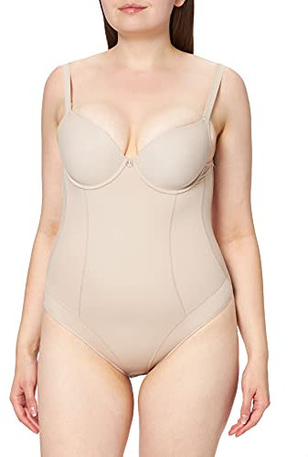 Selene, Body Donna Modellante Schiena Scoperta, con Ferretto, Coppe Imbottite e Spalline Regolabili, Collezione Giorgia, Colore Terra, Coppa 4 C