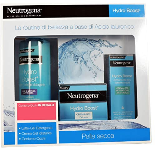 Neutrogena Hydro Boost Pelle Secca Latte Detergente+Crema Gel Idratante+Occhi