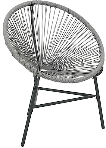 vidaXL Gartenstuhl Poly Rattan Grau Gartensessel Stuhl Sessel Outdoorstuhl