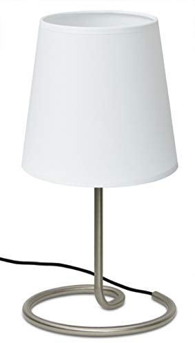 Trango 2018-05W Nachttischlampe *WHITE* Tischlampe mit Stoffschirm in Weiß inkl. 1x E14 Fassung Fensterbanklampe, Schreibtischlampe, Tischlampe L: 20cm – B: 10cm - H: 30cm ohne Leuchtmittel