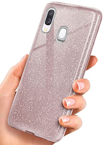 ONEFLOW Glitter Case für Samsung Galaxy A40 Glitzer Handyhülle mit Kameraschutz, Stylische Hülle Glitzernd, Dünne TPU Schutzhülle für Damen, Glitzerhülle Qi kompatibel, Rosa