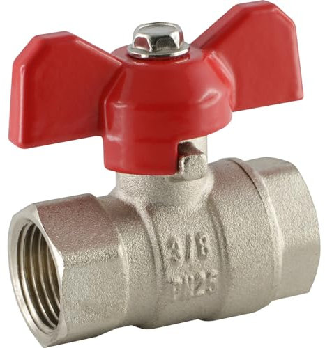 Fittingteile - Kugelhahn 2-teilig mit Knebelgriff für Druckluft, Wasser, Öl Ventil Durchgangskugelhahn bis 25 bar (Innengewinde, Rp 3/8)