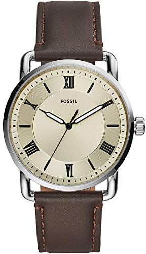 Fossil Copeland Herrenuhr, Quarz-Dreizeigerwerk mit Lederarmband