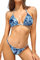 SHEKINI Damen Bikini Set Klassischer Triangel Rückenfrei Bikinioberteil Verstellbare Bademode Brasilianer Niedrige Taille Tanga Bikinihose Zweiteiliger Badeanzug(S,Muster Blau)