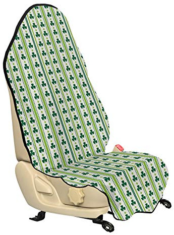 ABAKUHAUS Floral Housse de Siège de Véhicule, Irish Trèfles Lines points, Protecteur d'Auto sans Glissement, Coupe Universelle, 75x145cm, Lime Vert foncé