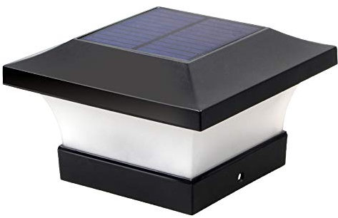 ILIKEPOW Solar LED Pfostenleuchten Wasserdichte Garten Outdoor Post Cap Lampe für 10x10 cm Holzpfosten, Deck, Zaun (Daylight White 6000K 1Stück) [Energieklasse A+]