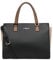 LANCASTER | Smooth - Grand Sac cabas Main Refente de Cuir de Vachette Lisse Noir - Nude - Vison