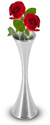 Mini Flower Vase, Small Bud Vase Decorative Floral Vase Stainless Steel Sliver Slim Vase Narrow Vase Single Rose Flower Vase for Dinning Room Bedroom Table Centerpiece Decoration, 17cm High
