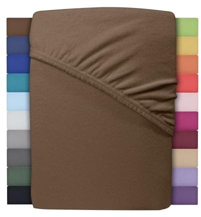 Winter Spannbettlaken | Farbenfrohes Thermo Fleece | Spannbetttuch, Bettlaken in vielen Größen und Farben (200x220 cm +40cm Steg, Schoko braun/Dunkel braun)
