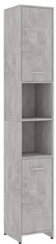 vidaXL Armadio da Bagno Arredo Stipo Stipetto Scaffalatura Sottolavabo Mobile Mobiletto Scaffale Armadietto Grigio Cemento 30x30x183,5cm in Tecnico
