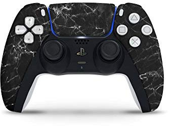 Skins4u Design Aufkleber Skin Wrap Folie für Sony Playstation 5 Controller PS5 DualSense Skins Schutz Folie Marmor schwarz