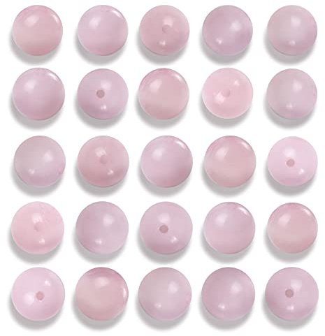 NITOPUPU 100Pcs 6mm Natural Smooth Rose Quartz Gemstone Beads Round Loose Stone Beads for Jewerly Making with Crystal Stretch Cord