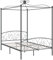 vidaXL Himmelbett Bettgestell Bett Doppelbett Metallbett Bettrahmen Lattenrost Schlafzimmerbett Schlafzimmermöbel Ehebett Grau Metall 120x200cm