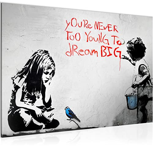 Runa Art Bild Dream Big Modern Wandbilder Loft Wohnzimmer 1 Teilig - Made In Germany - Street Art Grau Rot Flur 040615a
