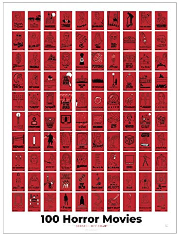 Pop Chart | 100 Horror Movies Scratch-Off Poster | 12 x 16 Wall Art | Horror Movie Decor for the Scary Movie Fan | 100% Made in the USA…