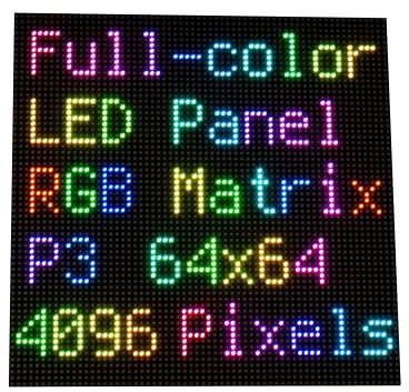 RGB Full-Color LED Matrix Panel for Raspberry Pi and Ardui, 3mm Pitch, 64×64, 4096 Individual RGB LEDs, Brightness Adjustable